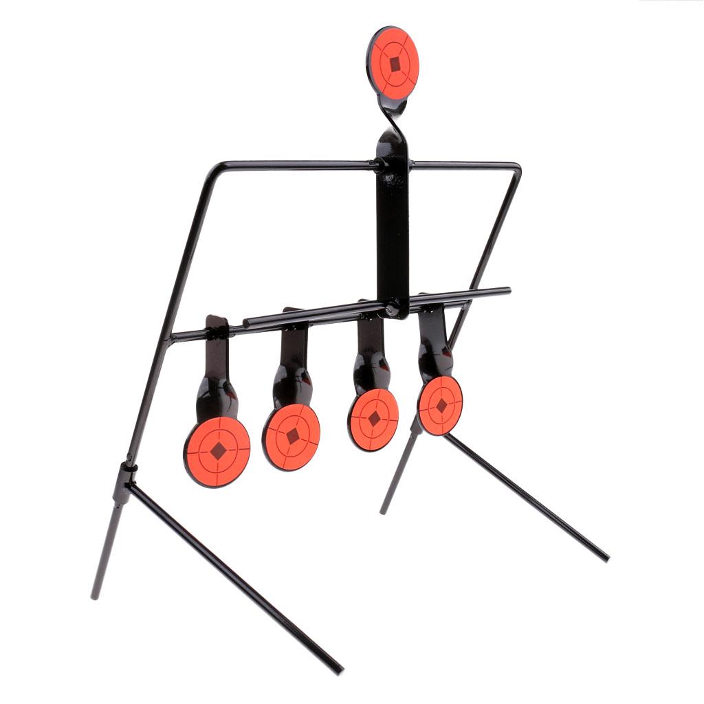 5 Targets Self Resetting Spinning Shooting Target Metal Target Stand Set