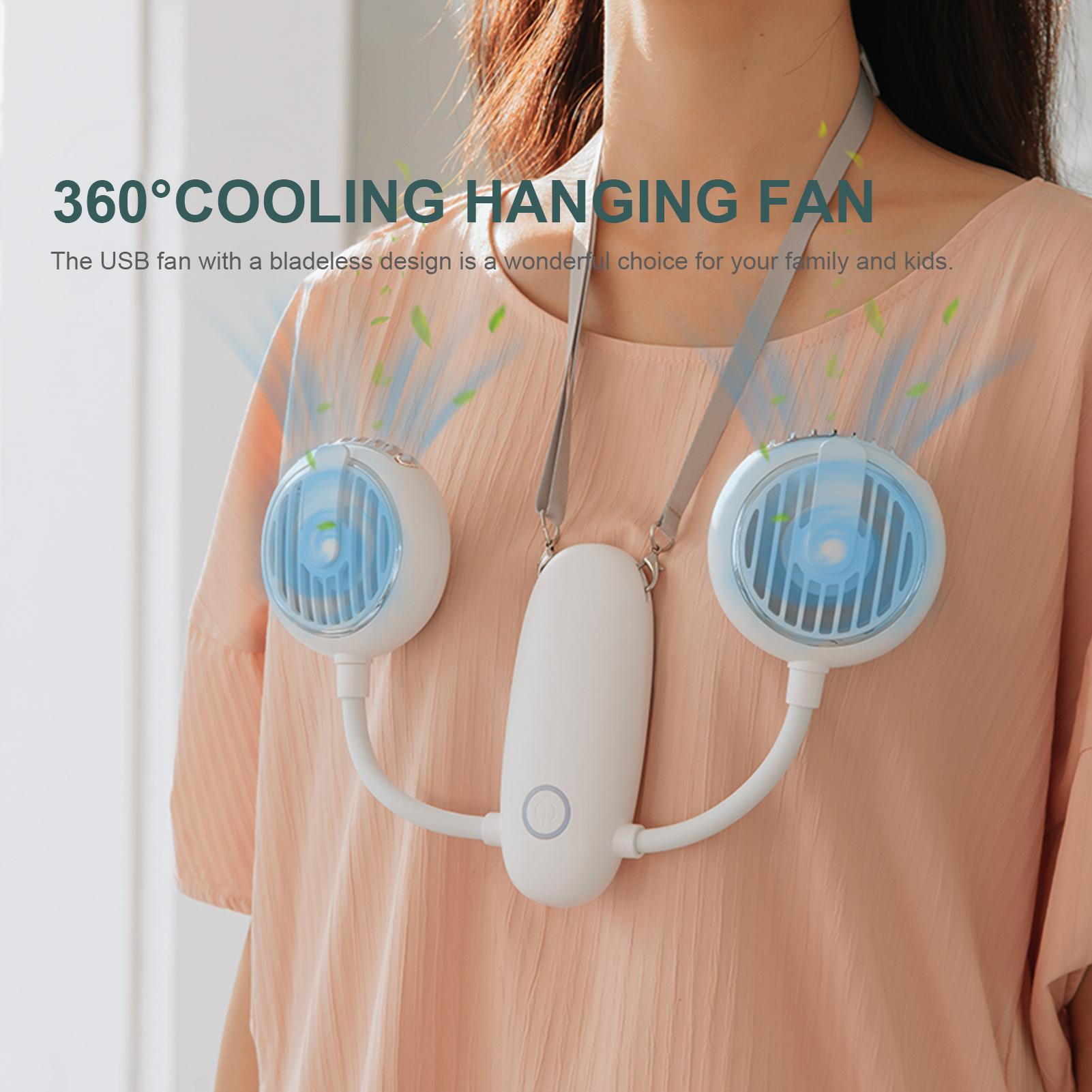 Quạt đeo cổ di động 360 độ có cổng sạc USB