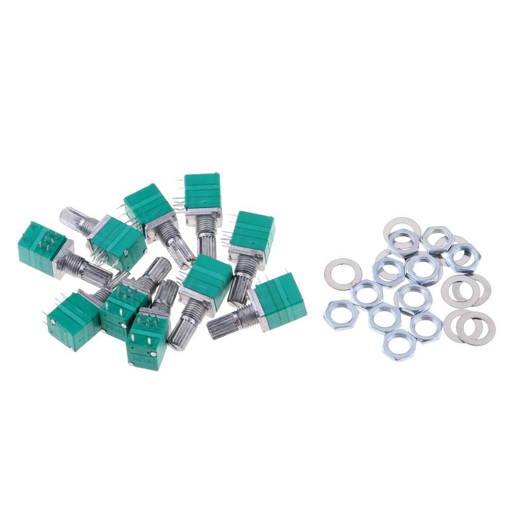 10 Pcs Audio Sealed Double Potentiometer Kit Set B10K 8Pin