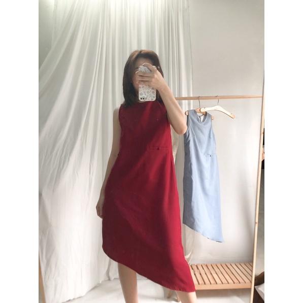 Đầm công sở phom suông sát nách-hai lớp-Đầm nữ 4 màu có túi