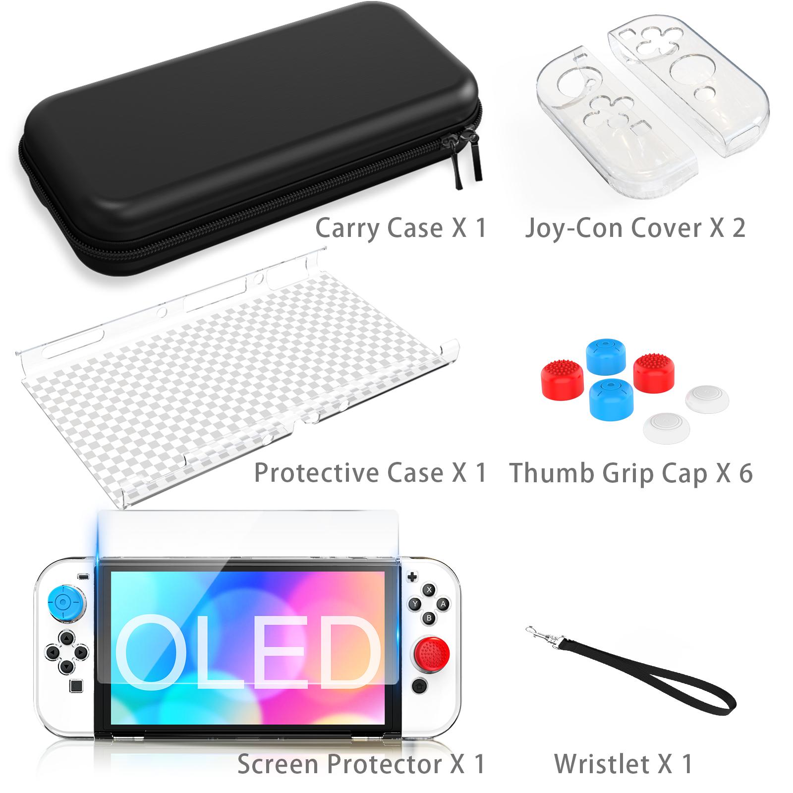 Đối với Hộp đựng Mô hình OLED của Switch Bộ phụ kiện 9 trong 1 dành cho Mô hình OLED của Nintendo Switch 2022 với Vỏ bảo vệ Màu sắc: Đen