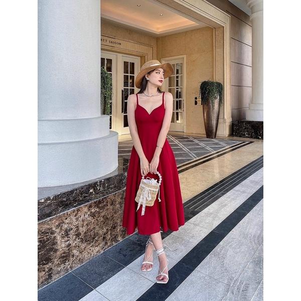 Meiji Dress | Đầm đỏ dự tiệc 2 dây tùng xoè Story.clothes thời trang nữ