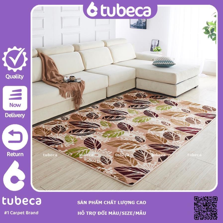 Thảm Nhung Mịn Cao Cấp Trải Sàn Phòng Khách | Hoạ Tiết Lá Lớn | Dày dặn | 2m x 1m6 | TUBECA