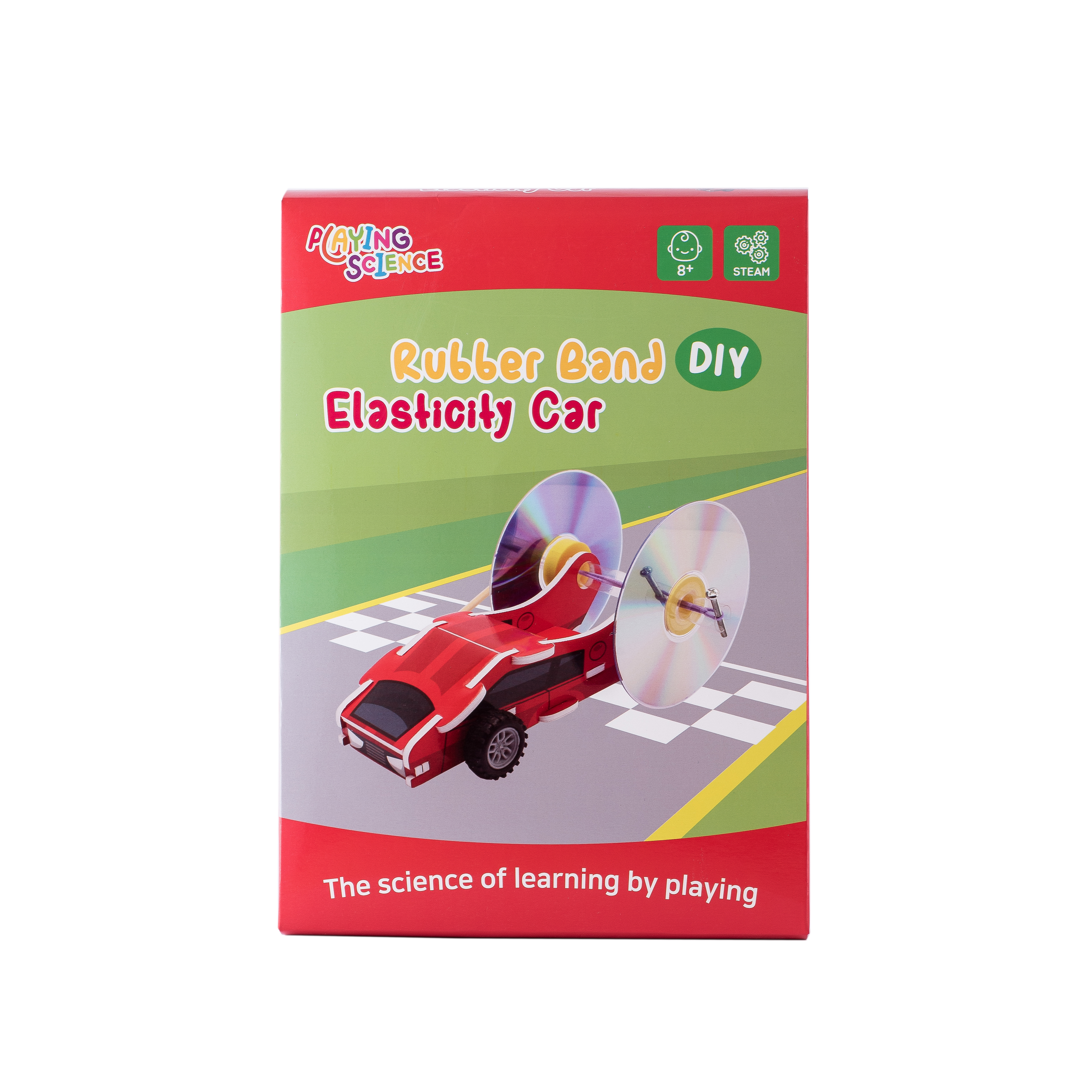 Đồ chơi khoa học STEAM XE ĐÀN HỒI (Rubber Band Elasticity Car) - Playing Science Hàn Quốc - Loại tự lắp ráp dành cho học sinh tiểu học phù hợp cả nam và nữ