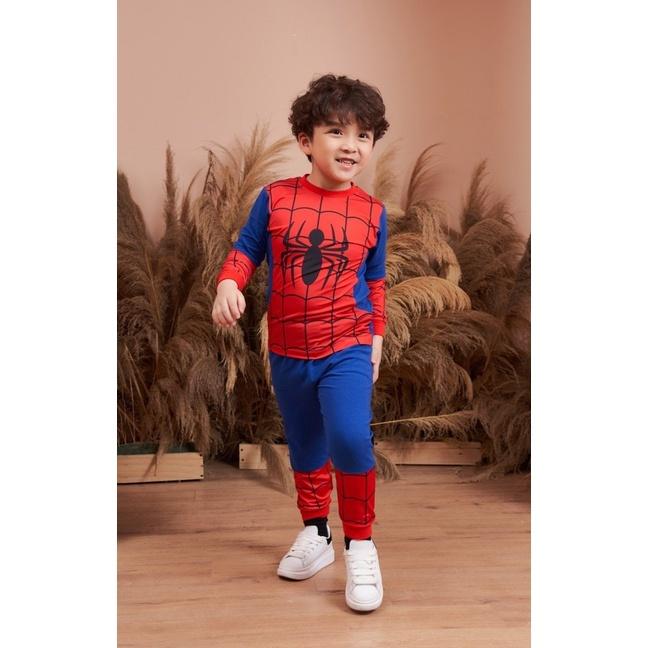 Bộ quần áo thun Spiderman dài tay bé trai Rabity 5587