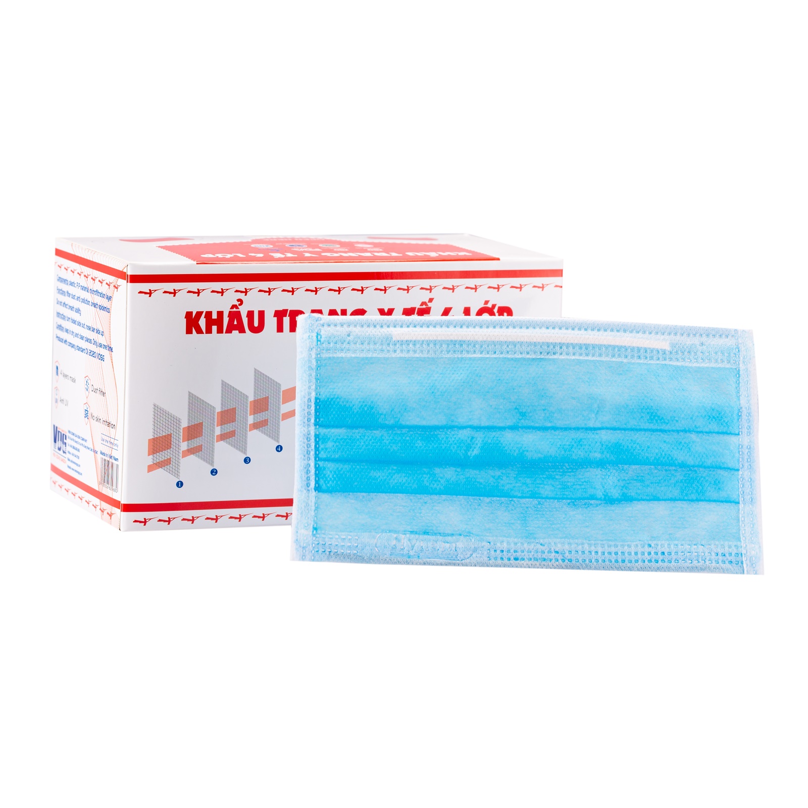 Khẩu trang y tế 4 lớp vải không dệt Hynam - (50 cái/ hộp) - Màu xanh