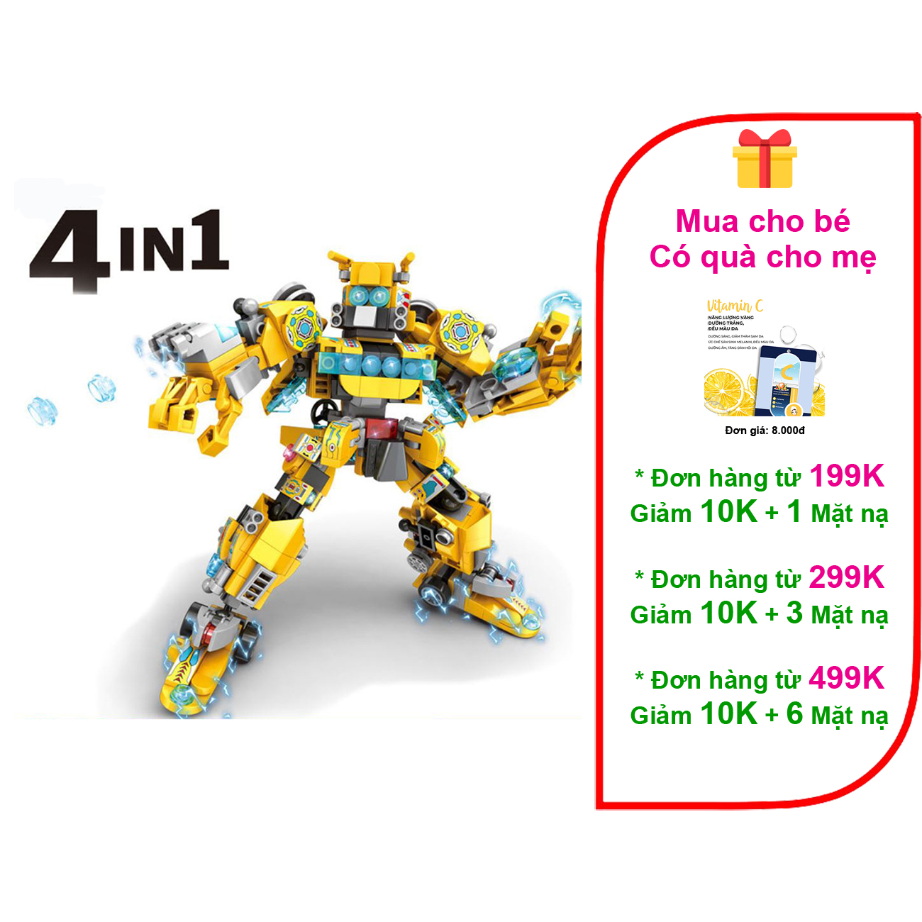 Đồ chơi lắp ráp Người máy Robot 4in1