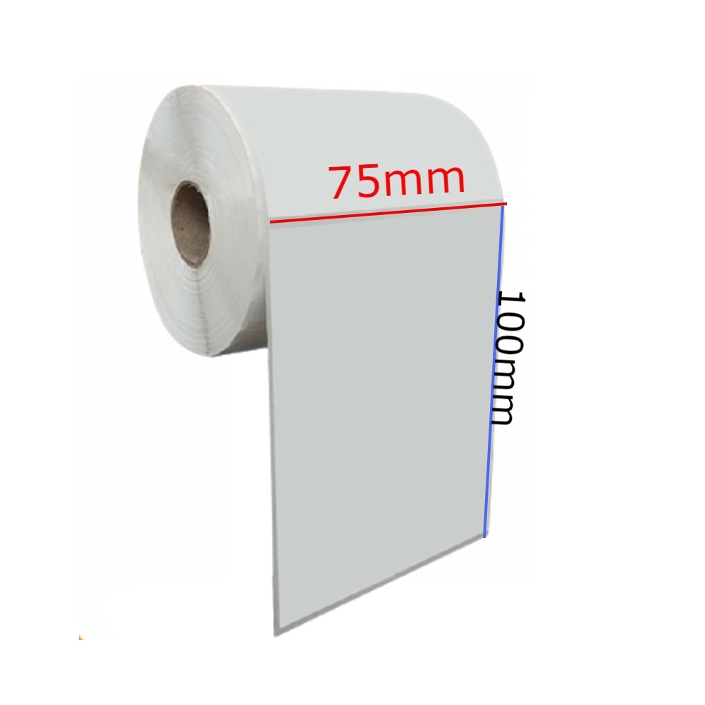 Giấy in nhiệt Decal khổ A7 75x100 cuộn 30m / Tem in bill đơn hàng - mã vận đơn chống nước cho các sàn TMĐT