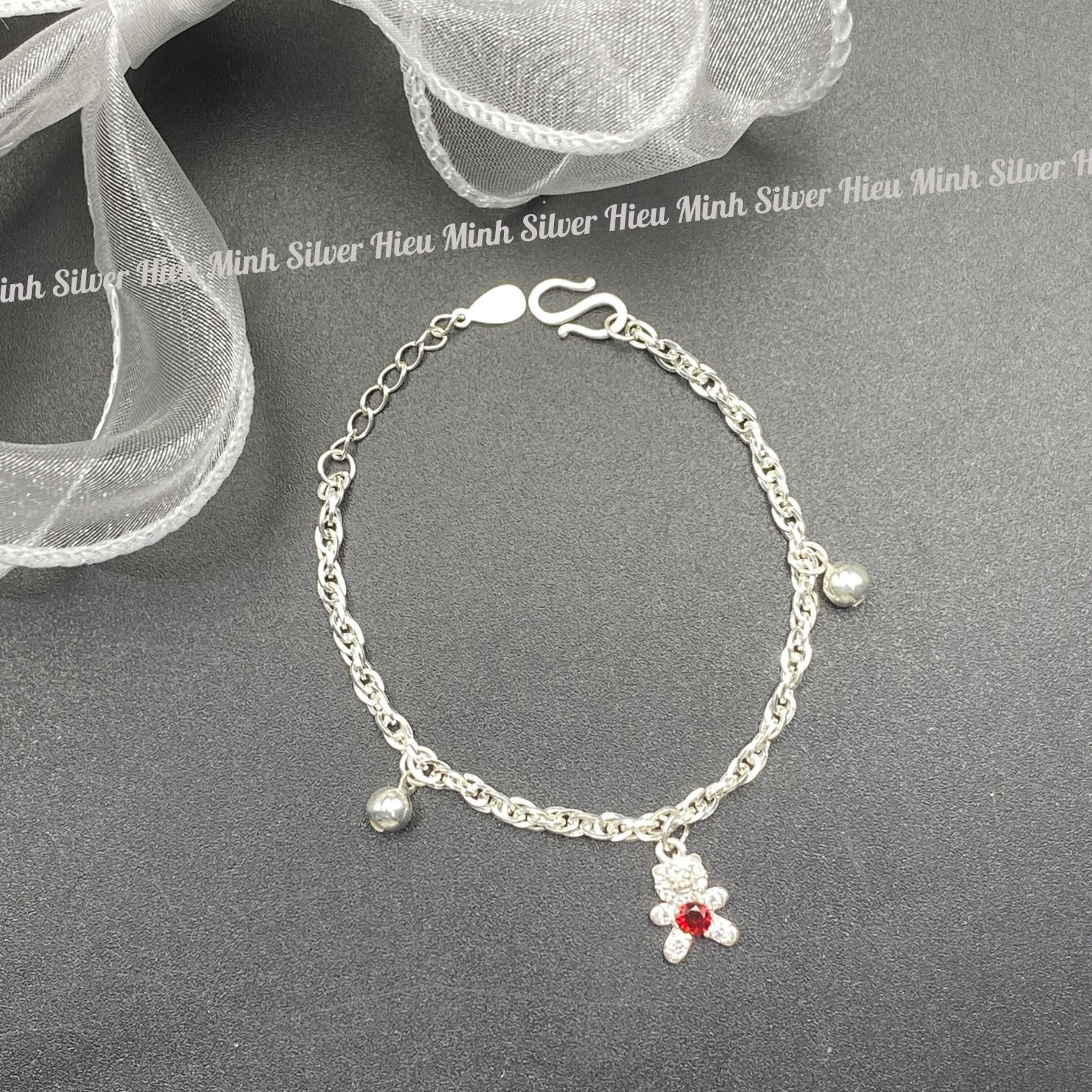 Lắc tay Cho Bé Bạc Ta Nguyên Chất S99 Chính Hãng Bạc Hiểu Minh LTE566