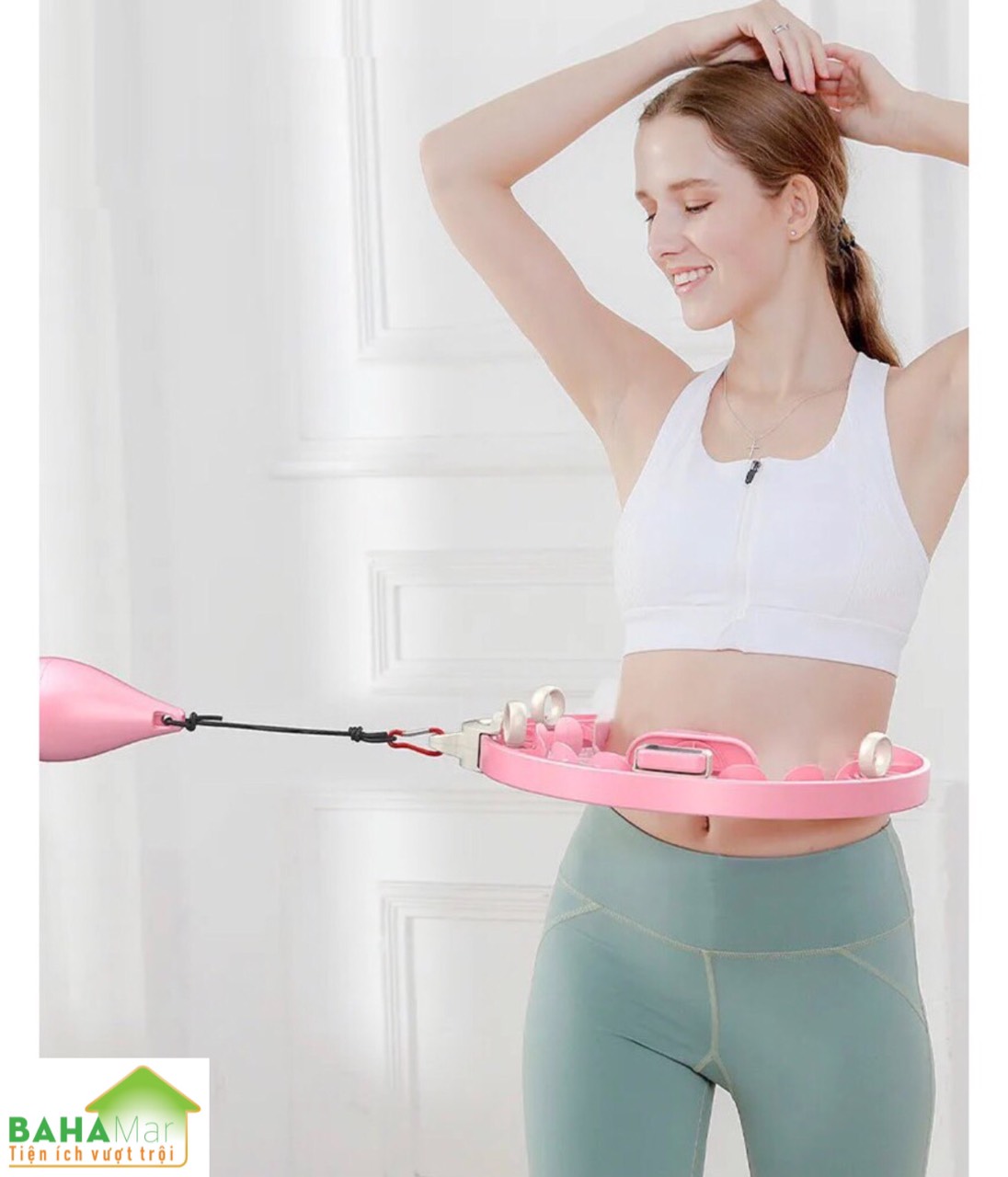 VÒNG HULA THÔNG MINH MASSAGE CƠ THỂ TẠO EO THON - DỤNG CỤ THỂ DỤC THỂ THAO &quot;BAHAMAR&quot; dễ sử dụng, tác động trực tiếp vùng eo để làm tan mỡ, có bộ đếm vòng quay thông minh