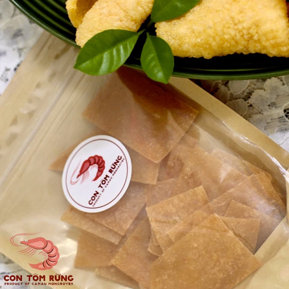 Bánh phồng tôm Cà Mau Con Tôm Rừng - Gói 100gr- [ Đặc biệt 40% tôm]- Không bột ngọt, không hạt tiêu