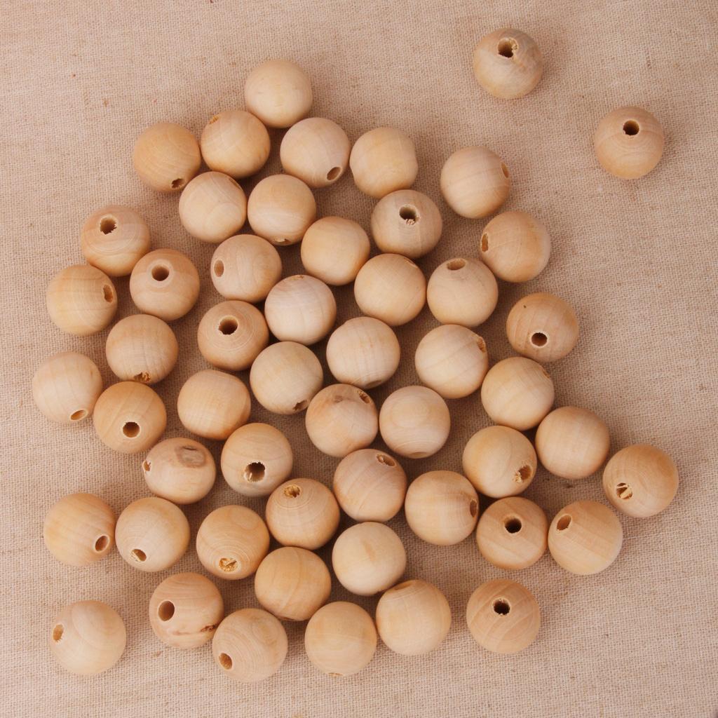 50x 6mm + 50x 10mm Wood Wooden Rustic Beads for Crafts DIY Home Holiday