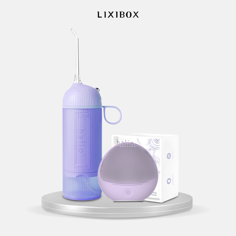 Combo Máy Máy Rửa Mặt Dành Cho Da Nhạy Cảm Halio Sensitive - Purple Rain Và Máy Tăm Nước Cầm Tay UltraClean Oral Irrigator - Periwinkle