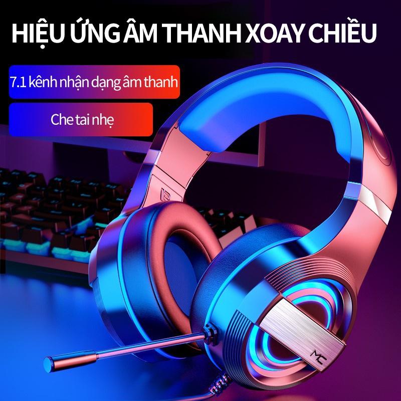 Tai nghe chụp tai máy tính GAMING MC Q9 có đèn LED đổi màu, có mic đàm thoại,headphone chơi game trên laptop-BH 6 THÁNG