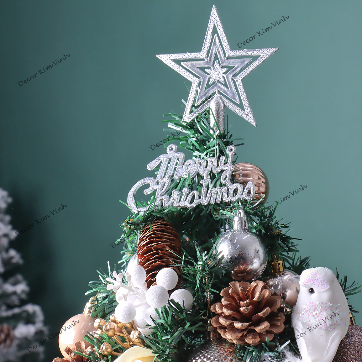 Cây Thông Noel Hàn Quốc THQ16 40cm Cây Thông Hoa Hồng Trang Trí Giáng Sinh