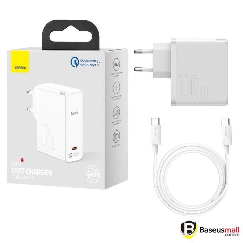 Baseus -BaseusMall VN Bộ sạc siêu nhanh Baseus GaN2 Fast Charger 1C 100W - Hàng chính hãng