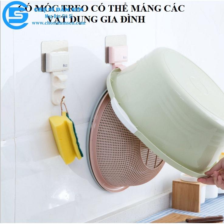 Móc Nhựa Dán Tường Treo Thau Chậu, Khăn, Giá Gắn Tường Treo Đồ Nhà Bếp, Nhà Tắm