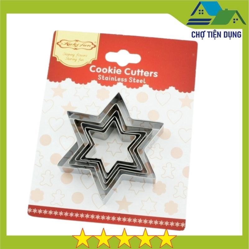 Khuôn Bánh Quy Cookies Cutter Khuôn Nhấn Bộ 5 Chi Tiết Hình Sao 6 Cánh - CBQUYSAO5P