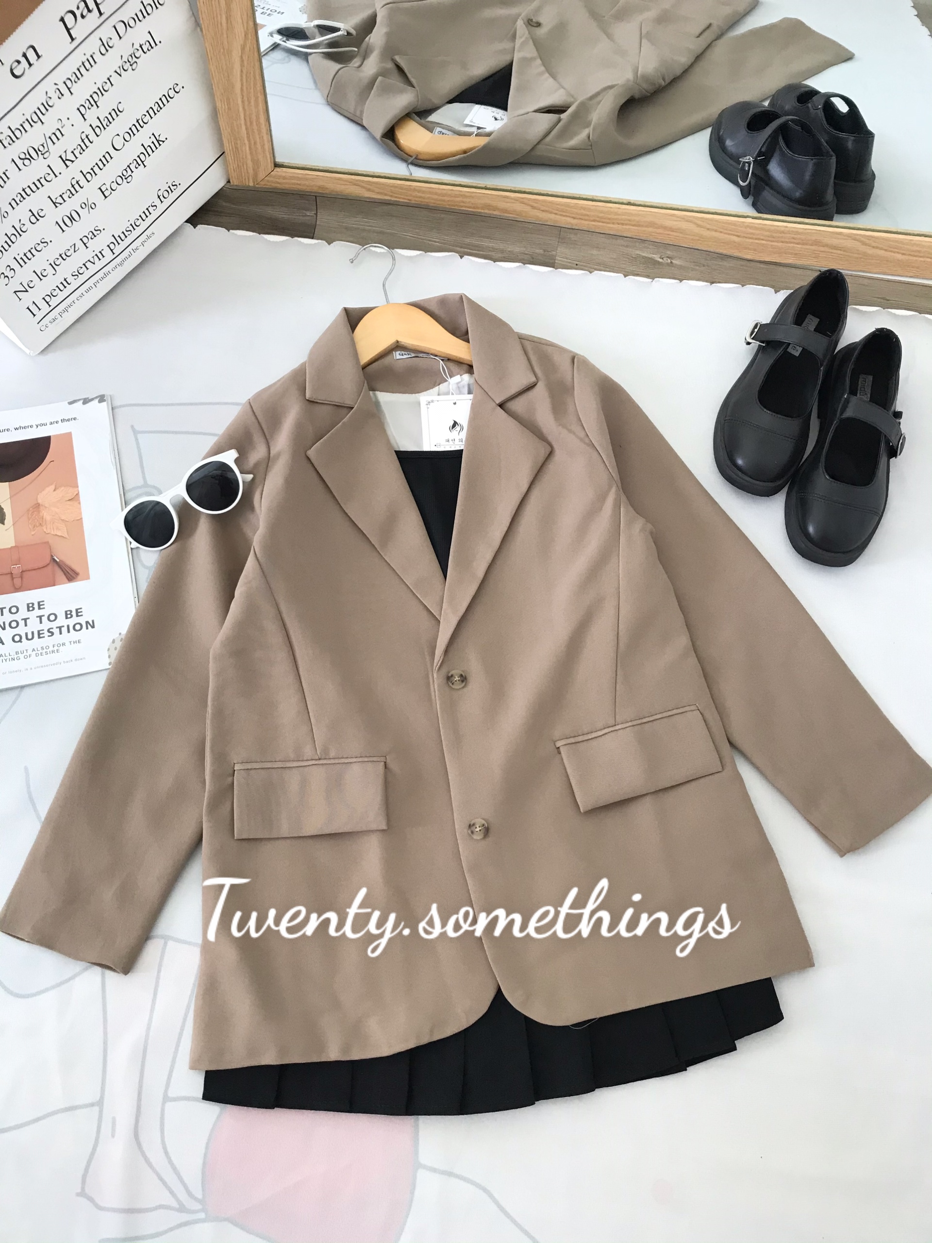 ÁO BLAZER NÂU TÂY HÀN QUỐC 2 LỚP