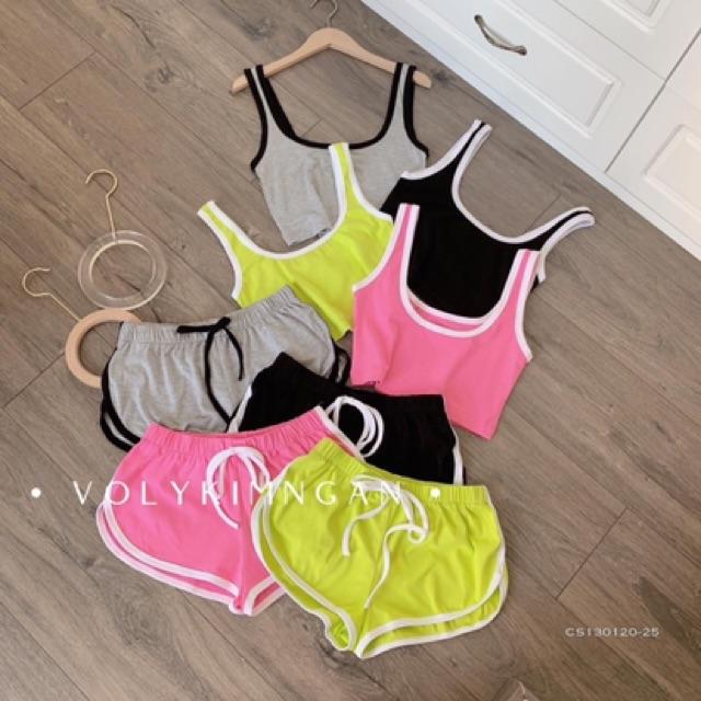 Sét ba lỗ quần đùi viền