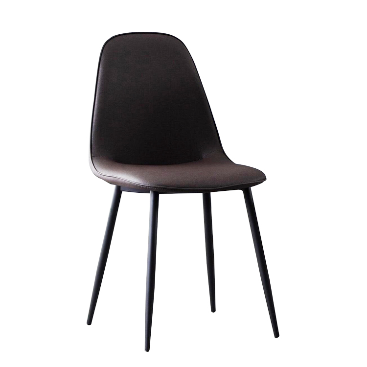 Ghế ăn bọc da simili giả vải màu kem / xám / Nâu nhập khẩu đẹp duyên dáng thanh mảnh CC3003-P chân thép sơn tĩnh điện màu gỗ / đen