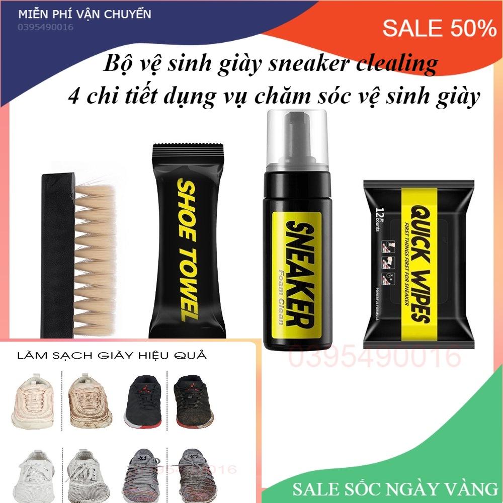 Bộ  4 chi tiết vệ sinh giày dép sneaker bằng công nghệ nano làm sạch các vết bẩn không cần dùng nước mùi thơm tự nhiên