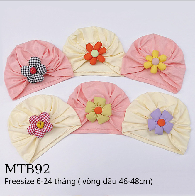 Mũ turban đính hoa phồng siêu xinh cho bé gái 6-24m MTB92 Mimo Baby