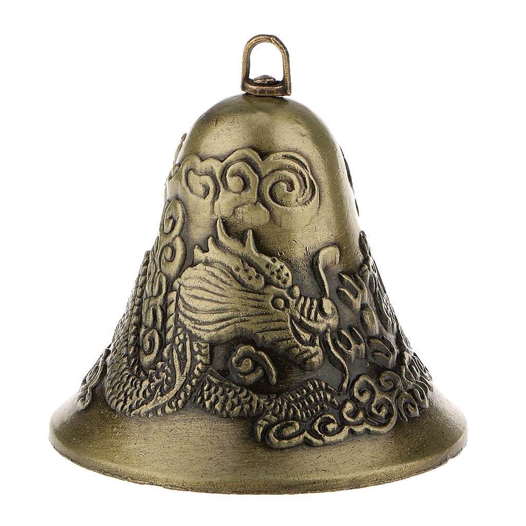 Mini Phong Thủy Kim Loại Chuông Charm Rồng Và Phượng Hoàng Hình Trang Trí