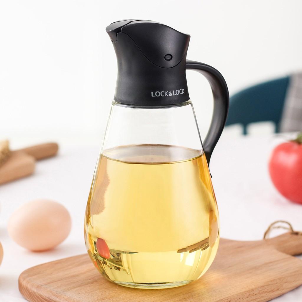Bình Lock&Lock đựng dầu ăn bằng thủy tinh CKO101 550ml - Hàng chính hãng, nắp tự động - Hapos