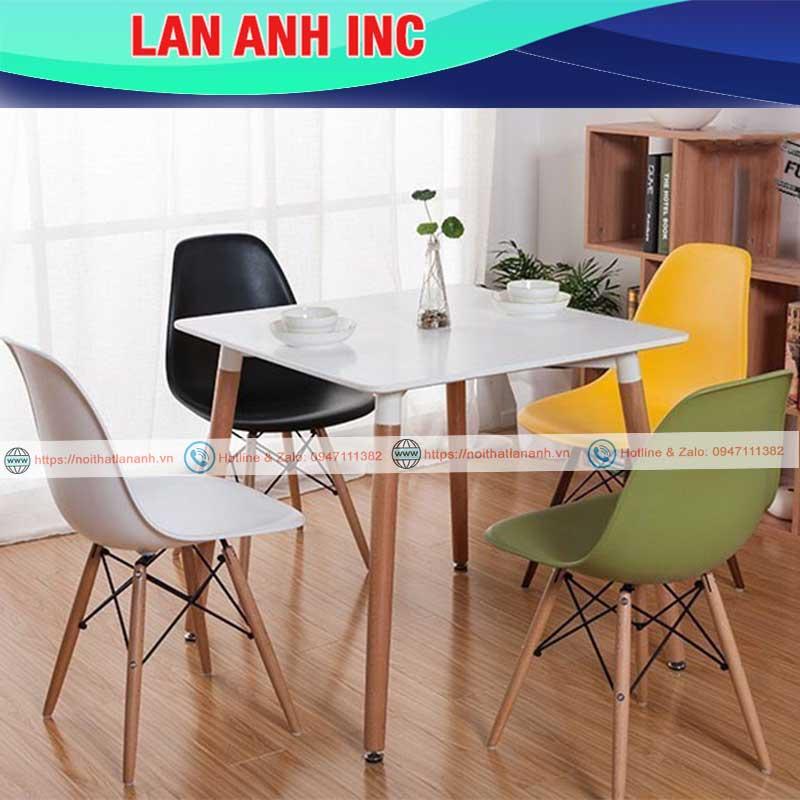 Bàn ăn cafe gỗ vuông hiện đại nhập khẩu giá rẻ Eames LAB07