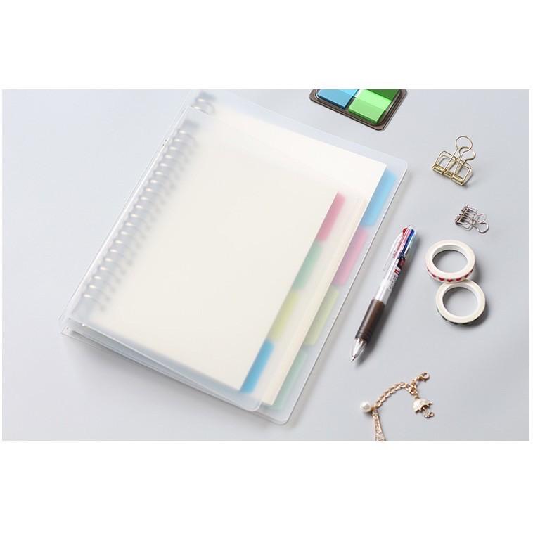 Bìa sổ còng binder nhựa trong suốt khổ A5 B5 - Sổ tay bullet journal - File bìa còng kèm giấy