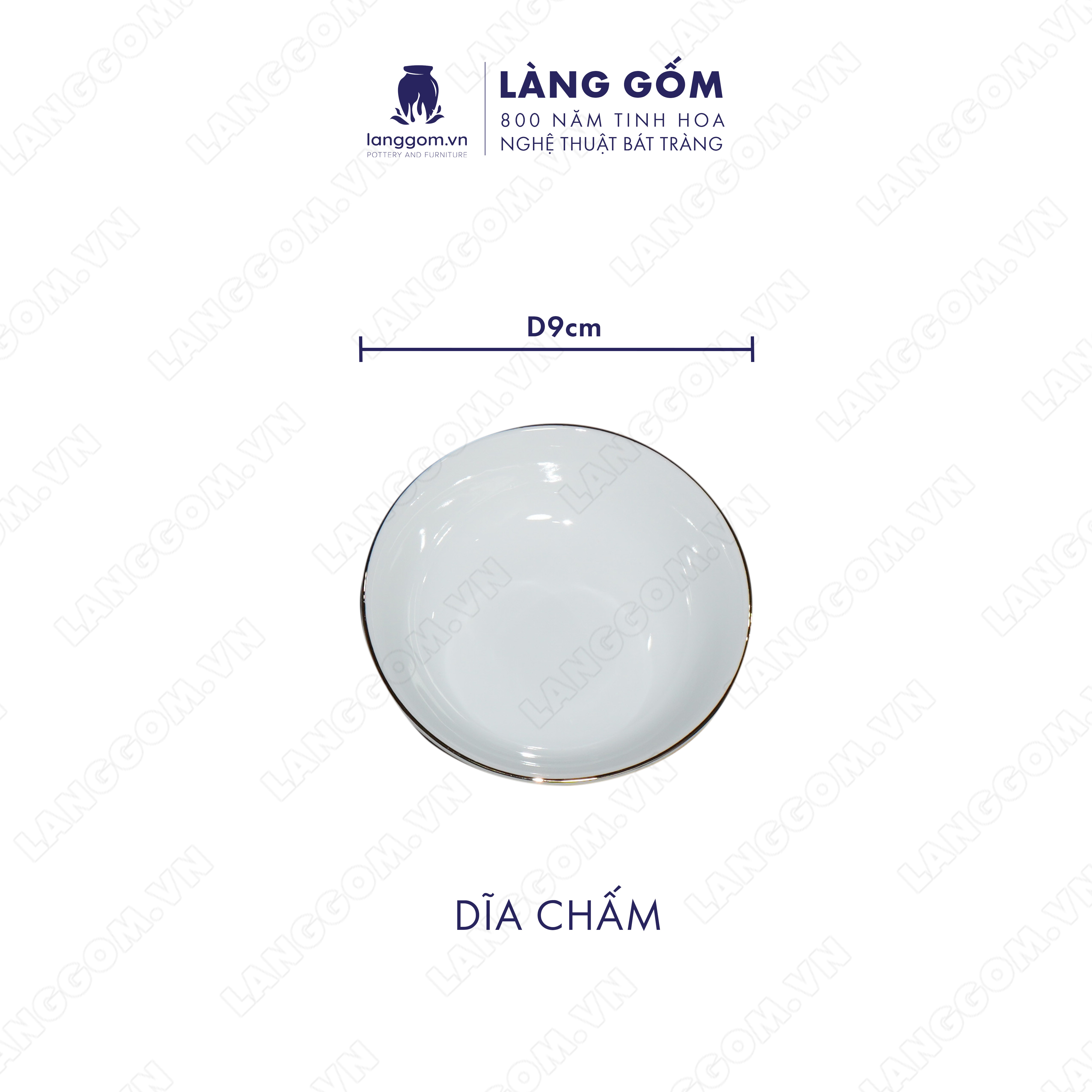 Bộ bàn ăn mặt trời Men trắng vẽ chỉ vàng - Size: 45 cm - Gốm sứ Bát Tràng - langgom.vn