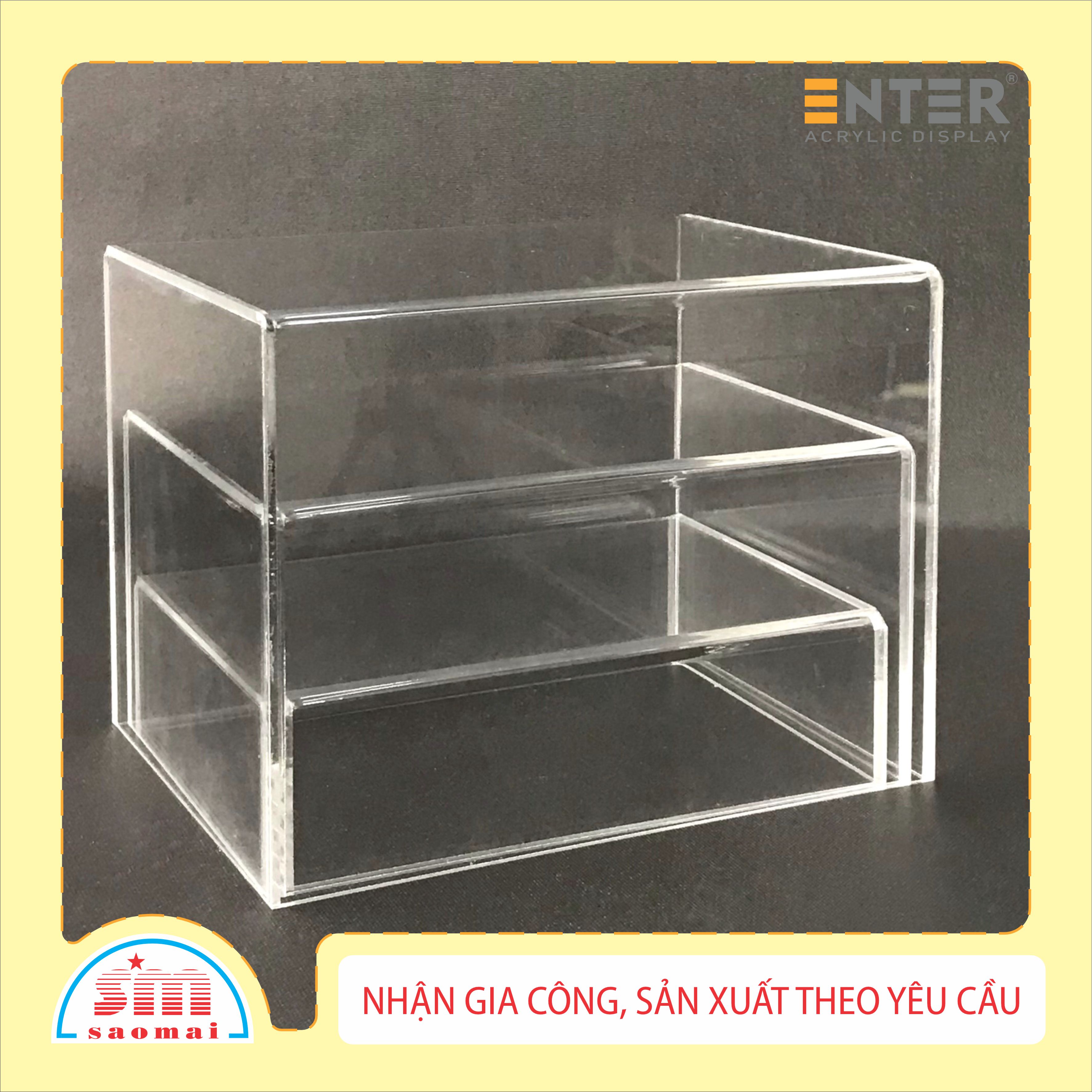 Hộp mica không nắp Enter TB105 285x185x100mm mica dày 3mm, Khay chia ngăn kéo hộc tủ, Khay nhựa đựng đồ dùng