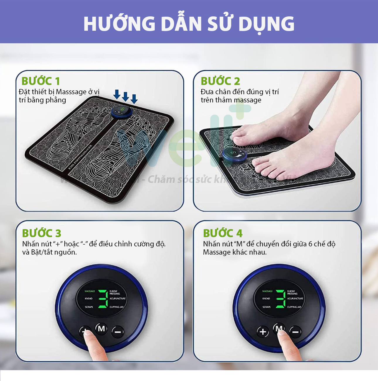 Thảm Mát Xa Chân - Điện Sinh Học EMS Hỗ Trợ Giảm Đau Mỏi, Cải Thiện Tuần Hoàn Máu