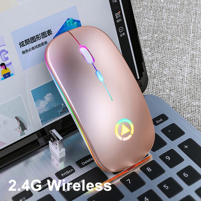 Chuột Không Dây Bluetooth Cho Máy Tính Hai Chế Độ Sạc Silent Chuột Ergonomic 2.4Ghz Chuột Chơi Game Cho Laptop