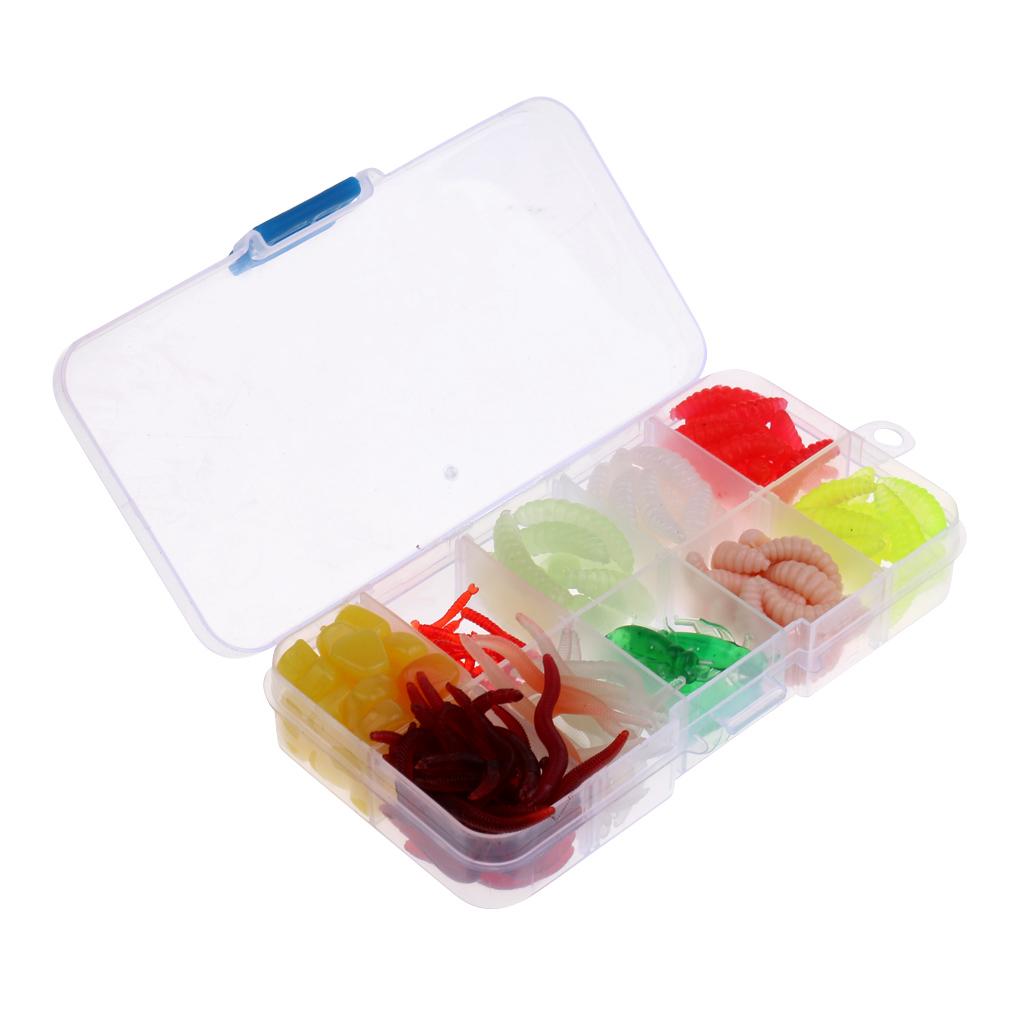 175 Pieces Soft Bait Set Artificial Worm Lure Set Fishing Tackle with Box