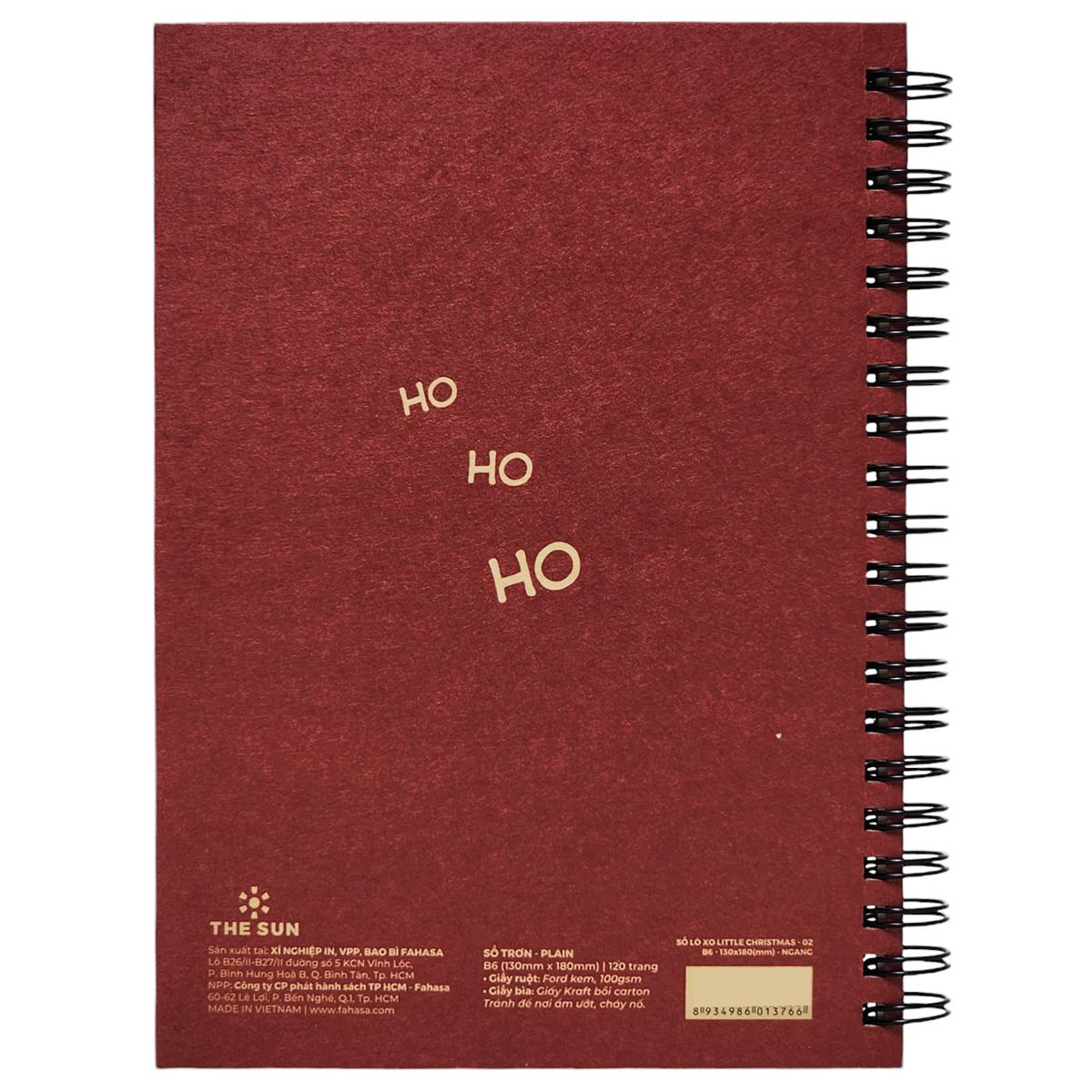 Sổ Lò Xo Little Christmas B6 - Giấy Trơn - 120 Trang 100gsm - The Sun 02 - Màu Đỏ