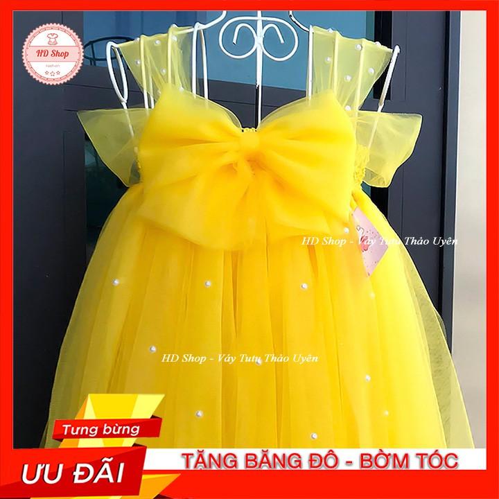 Váy Bé Gái Váy Công Chúa Cho Bé Vàng Nơ Đính Đá Giá Tốt