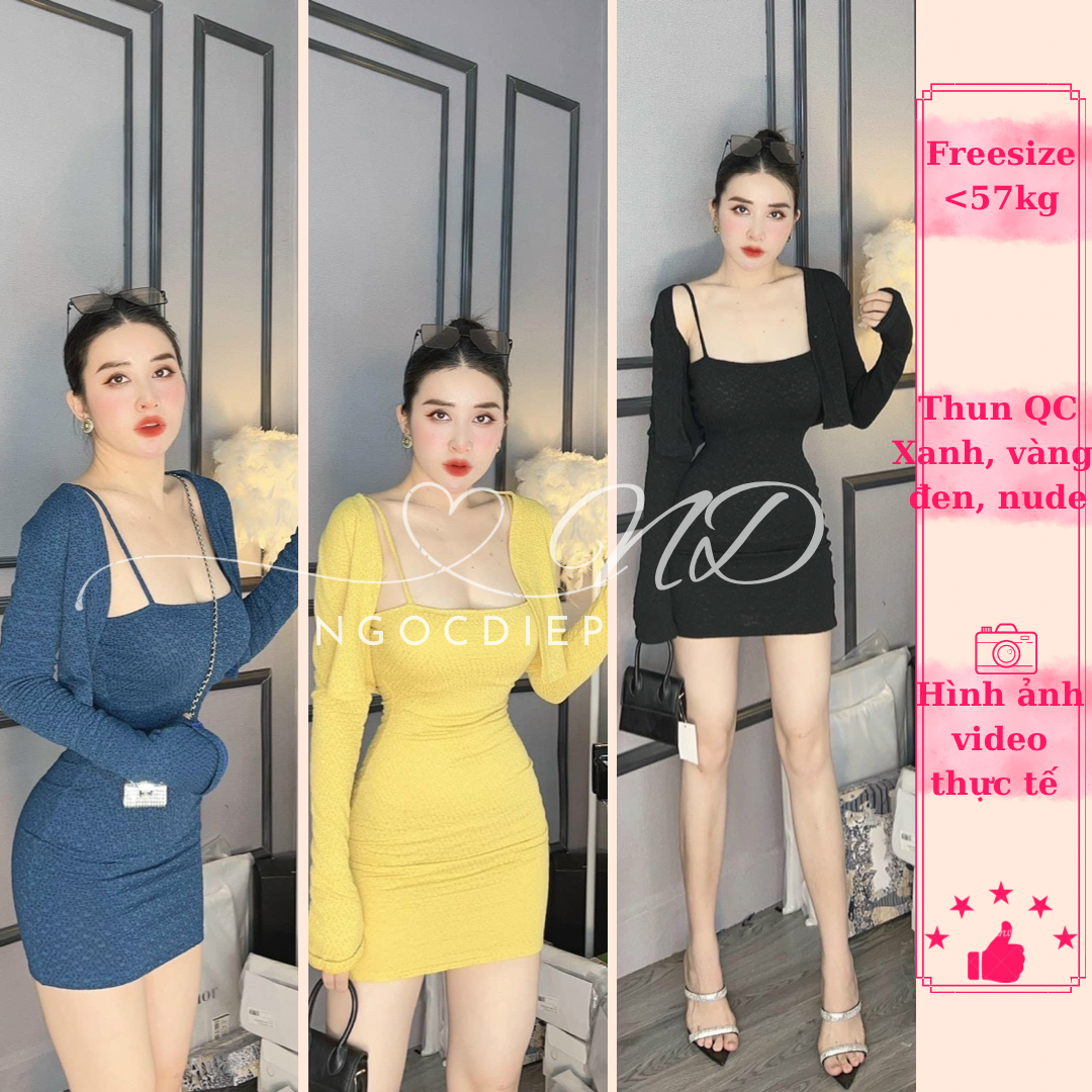 Set Thun Đầm 2 dây kèm khoác