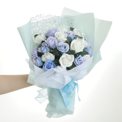 Bó hoa 20 bông hồng sáp tím trắng