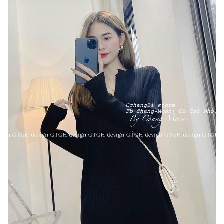 ĐẦM LEN SUÔNG CỔ V