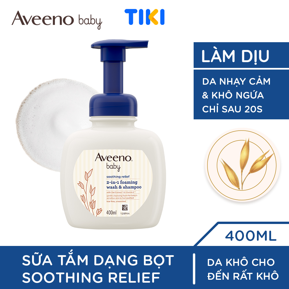 Sữa tắm gội dạng bọt làm dịu da nhạy cảm, khô ngứa Aveeno Baby Soothing Relief 400ml