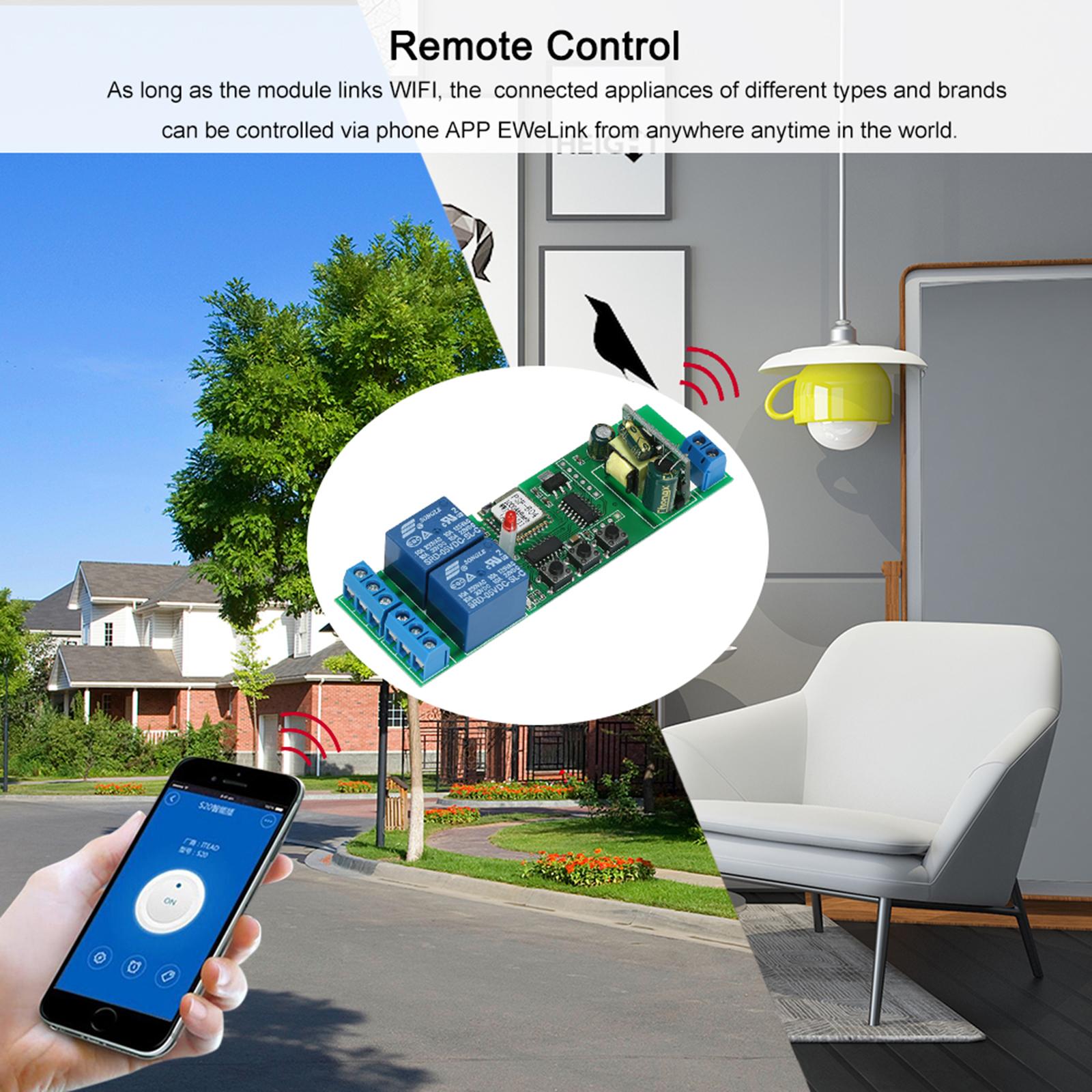EWeLink Smart Wifi Switch Universal Module 2CH AC85-250V Wireless Switch Timer Phone APP Remote Control Compatible with "Amazon" Alexa Google Home Voice Control for Smart Home