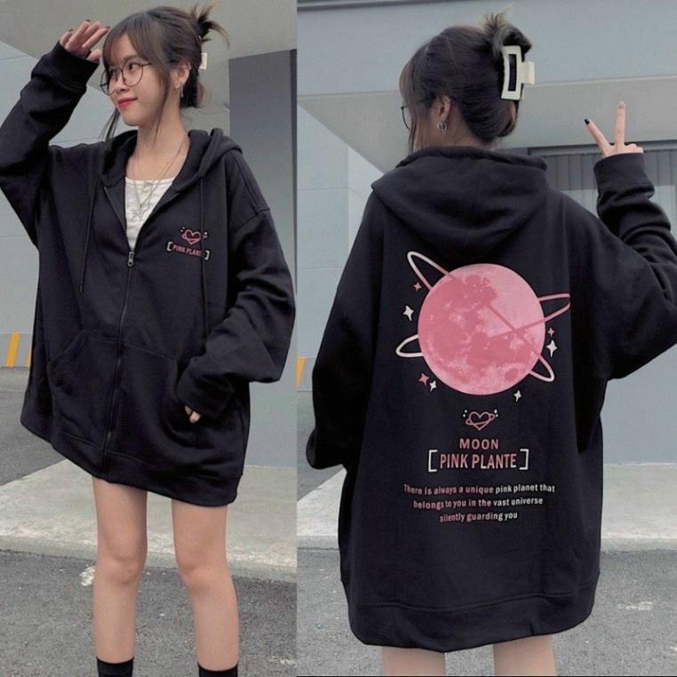 Áo khoác nam nữ Hoodie nỉ trơn Basic in 5D form rộng tay bồng khóa kéo có mũ Ulzzang giá rẻ màu đen, trắng K101