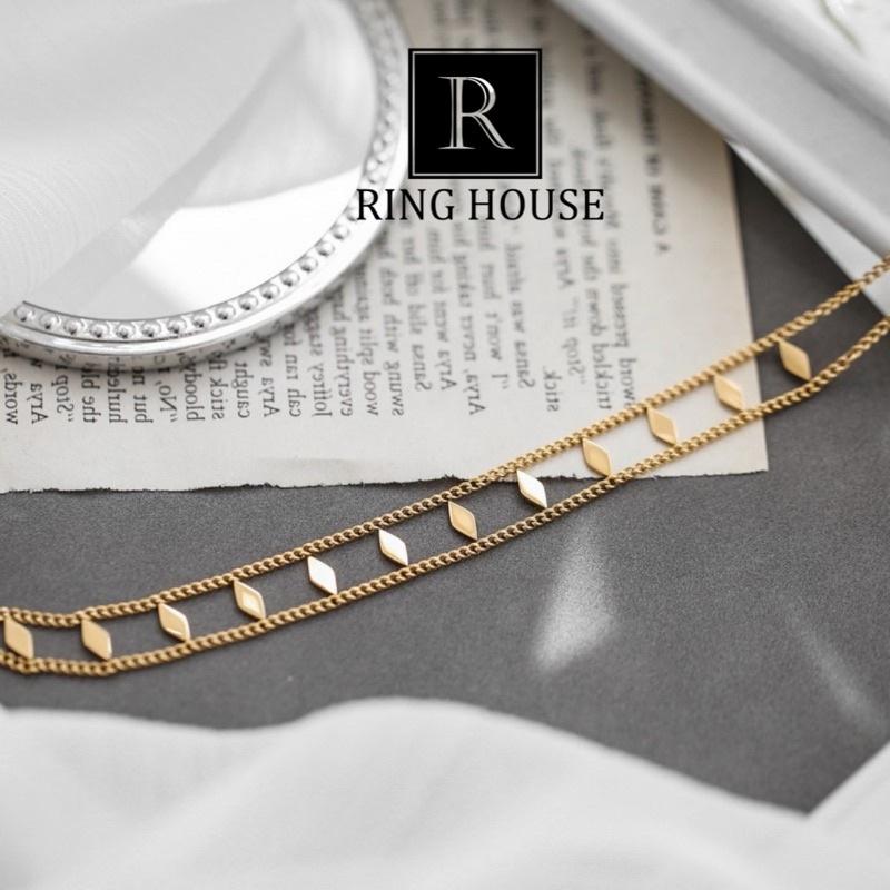 Dây Chuyền Choker Nữ Kiểu Chuỗi Hình Thoi Titan Không Rỉ Gỉ Sáng Đẹp