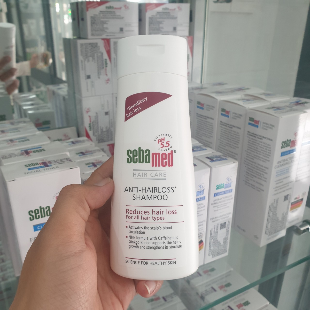 Dầu gội ngăn ngừa rụng tóc, kích thích mọc tóc Sebamed Anti-Hairloss Shampoo pH5.5 200ml + Tặng 1 mặt nạ trắng da Collagen Dermal