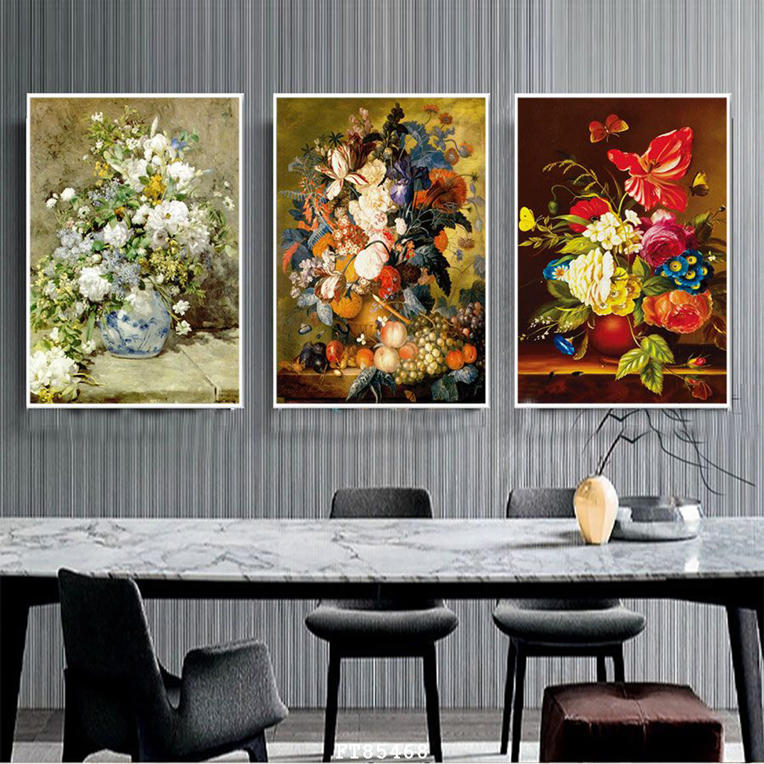 Tranh Hoa Giá Rẻ Decor Không Gian Gia ĐÌnh - Tran Canvas Bộ 3 Canvas Cao Cấp