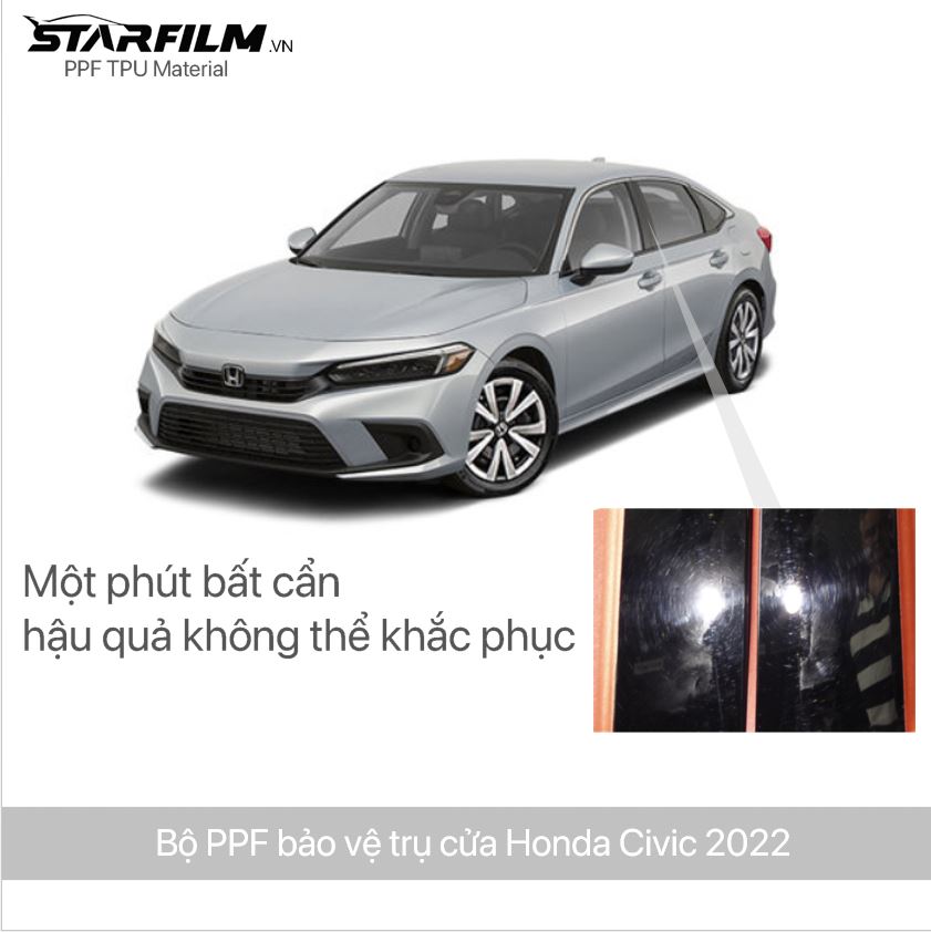 Honda Civic 2022 PPF TPU Trụ bóng chống xước tự hồi phục STARFILM