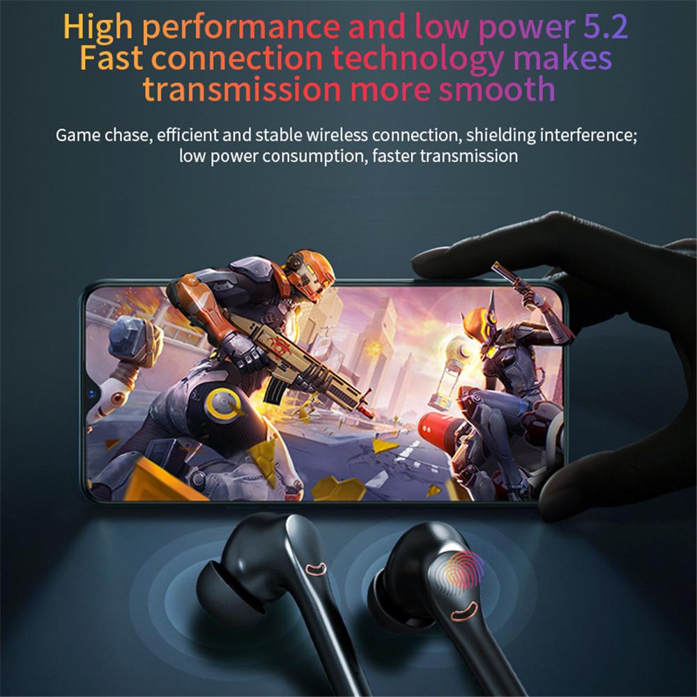 CINCATDY Tai Nghe Gaming True Wireless Earbuds Headphone Bluetooth V5.0 Phiên Bản Nâng Cấp Headset Dock Sạc có Led Báo Pin Kép J5 ANC