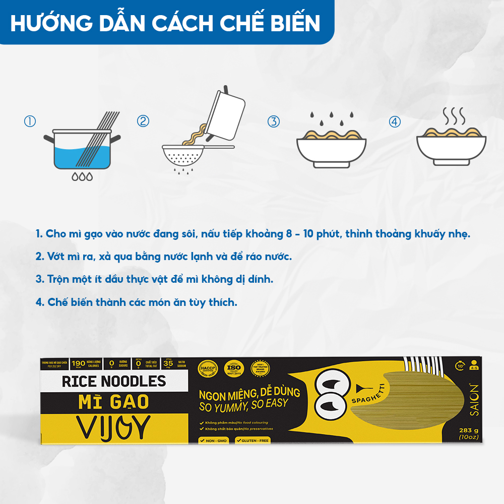 Mì Gạo Spaghetti VIJOY Thuần nhiên Tiện lợi Hộp 283g